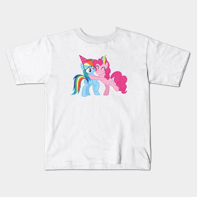 Party Rainbow and Pinkie hug Kids T-Shirt by CloudyGlow